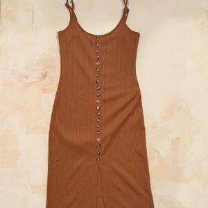 Terra Cotta Ribbed Midi Dress